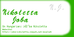 nikoletta joba business card